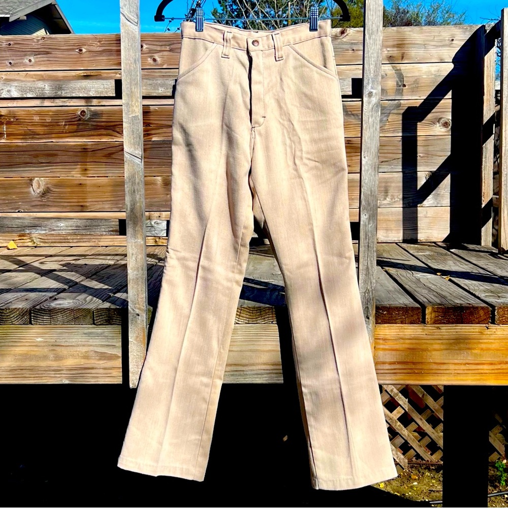 1970's Khaki Saddleback Denim Flares